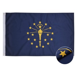 VICDRIA Indiana State Flag 4x6 Ft, Deluxe Embroidered Heavy Duty Polyester Durable IN Outside Flags, Indoor/Outdoor, Sewn Stripes and Brass Grommets