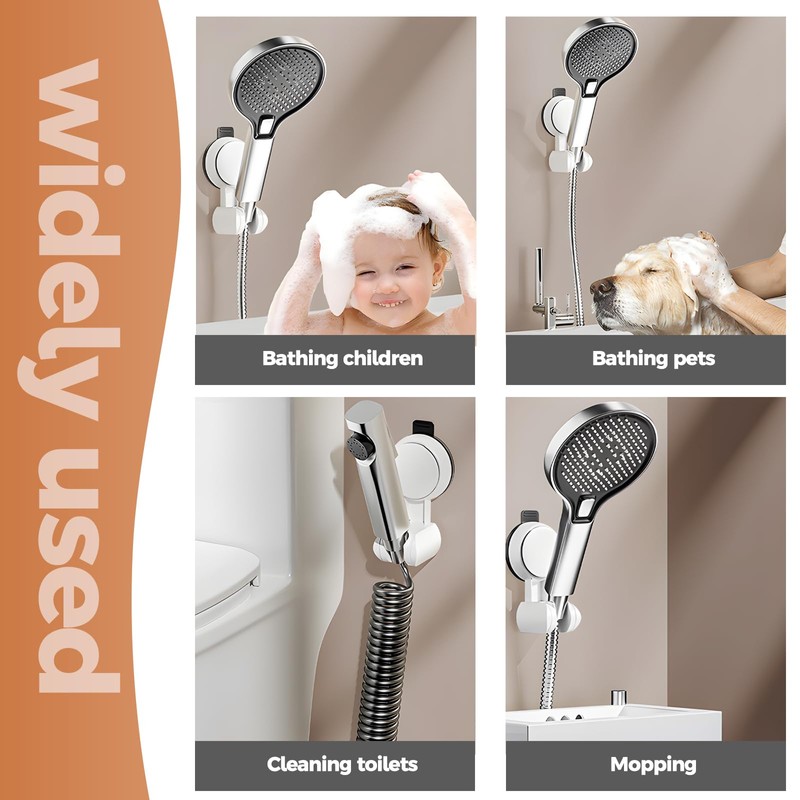 Shower Head Holder, Strong Suction Cup Shower Bracket,Height Adjustable Lightweight