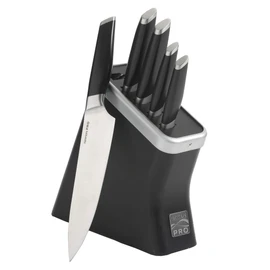 Kenmore Pro Truman Stainless Steel Knife Block Set, 6-Piece, Black