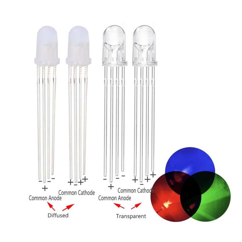 100pcs 5mm RGB LED Emitting Diode Micro Indicator Red Green