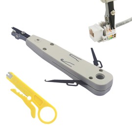 Punch Down Tool, Punchdown Tool Ethernet Krone Tool for RJ45 Socket Cat5/Cat6/Cat7 & Telephone Cable, Terminal Insertion Tools with Hook and Blade Grey