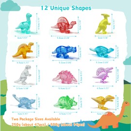 NLR FUN [250g, 47 Pieces Acrylic Dinosaur Gemstones, 12 Unique Shapes Finger Dinosaurs. Festive Party Home Decor, Award Ceremonies, Gift Bag Filler, Birthday/Easter Prizes