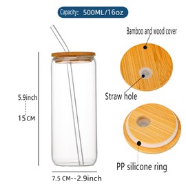 Wisedeal Love Paw Print Glass Cups 16 Oz - with Lids and Straws, Mothers Day, Birthday and Christmas Gifts, Perfect for Office, and Home Use