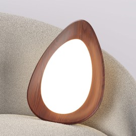 Vikrami Premium Minimalist Walnut-Colored Modern LED Ceiling Light - 36W Oval Flush-Mount Fixture, 4000K Neutral Light, 14.1" Low-Profile Design, Energy Efficient for Bedroom, Corridor & Aisle