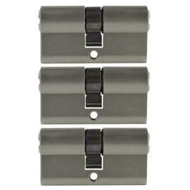 3x 70 mm Profile Cylinder PZ 35/35 Keyed Alike Including 10 Reversible Keys