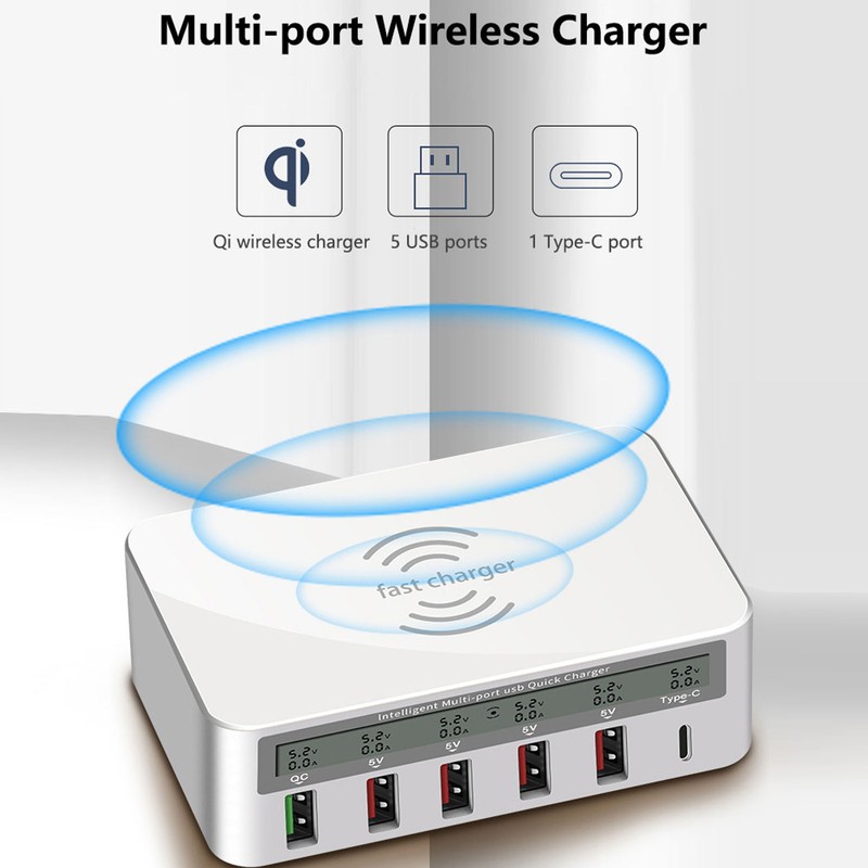 USB Fast Charging Station Wireless Multi Port 6 Ports 50W