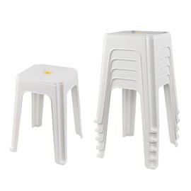 Generic Neadas 6 Packs Plastic Stacking Backless Stools, Square Stackable Plastic Stools, White