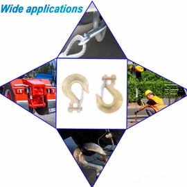 2 Packs Chain Hook with Safety Latch, 3/8 Inch Heavy Duty Hook G70 Forged Steel,Clevis Slip Hook for Capacity Working with Towing and Chain-18,000lbs