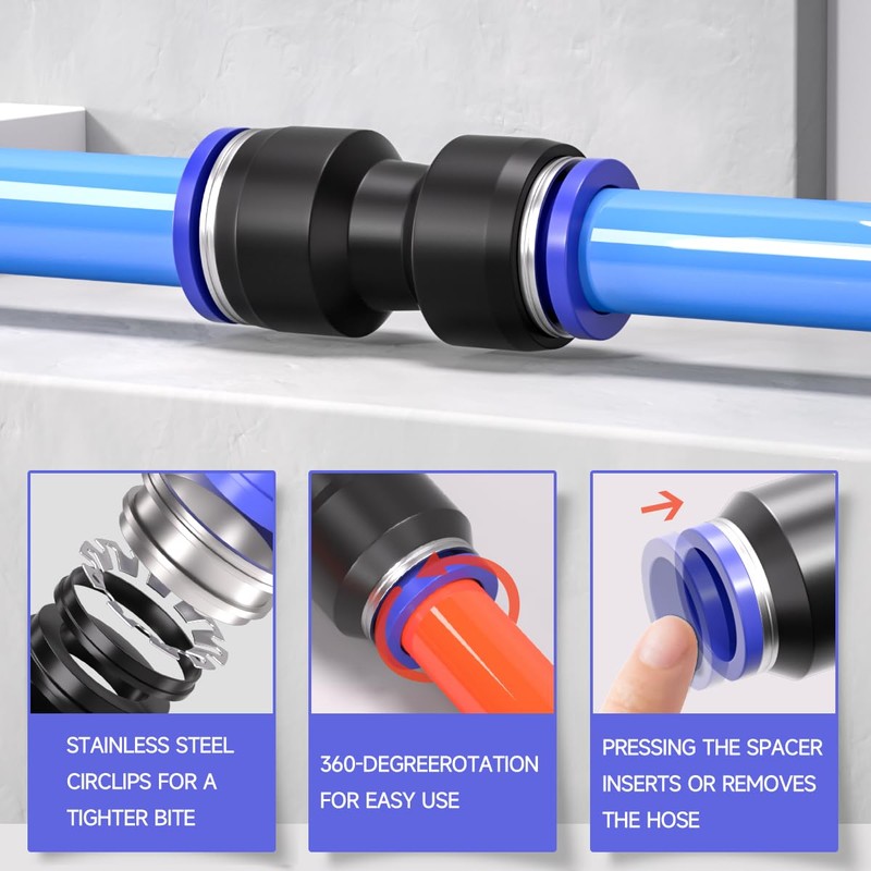 Bwintech PG14-16 Pneumatic Straight Reducer Push to Connect Adapter Quick