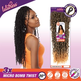 Sensationnel Lulutress crochet braiding hair - 3x micro bomb twist pre made diy all kanekalon synthetic locs twists (20 inch, 1B OFFBLACK)