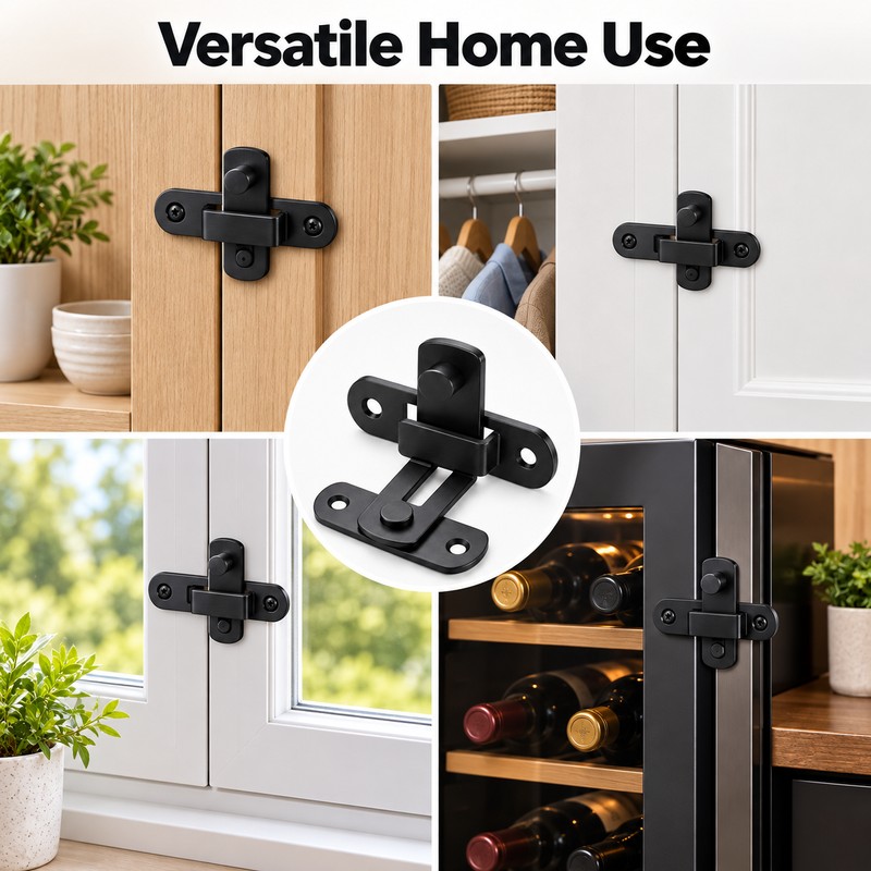 90-Degree Barn Door Latch for Right-Angle Doors – Stainless Steel
