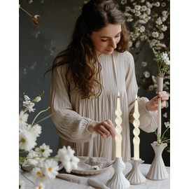 MAITREYA Tall Taper Candle Stick Ivory Spiral Taper Candles for Decoration Weddings Party Church-Unscented Dripless Candles Set of 4 10inch(C-Ivory-New)