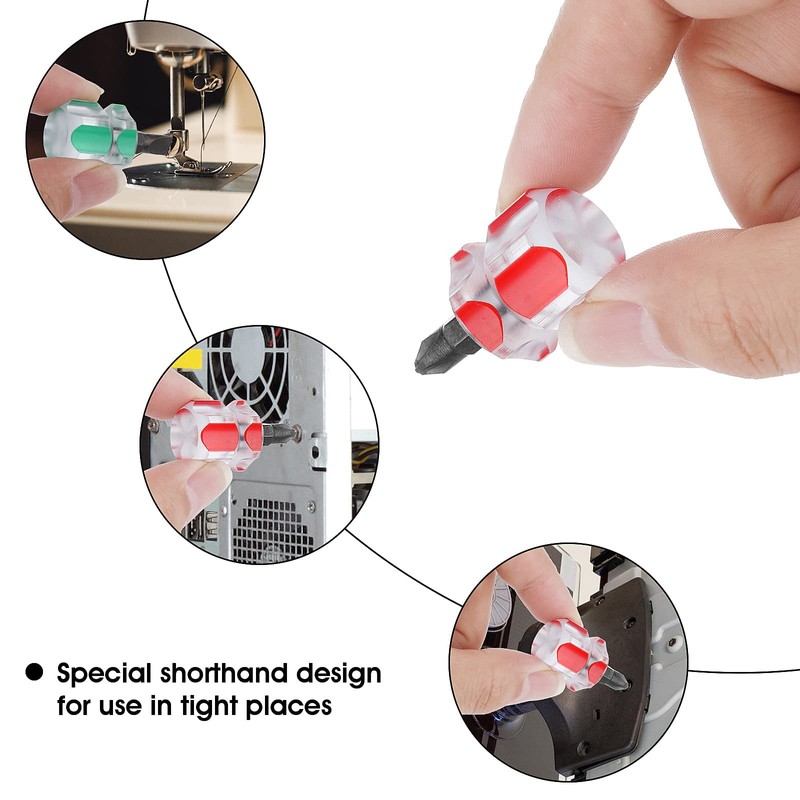 Grevosea 2PCS Sewing Machine Screwdriver Mini Short Screwdriver Stubby Screwdriver
