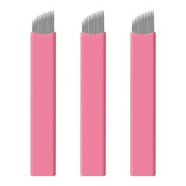 Pack of 50 Disposable Pink Microblading 0.15 mm Nano Needles Perfect for Hair Strokes Eyebrows Thinnest Needles on the Market (14 Slope)