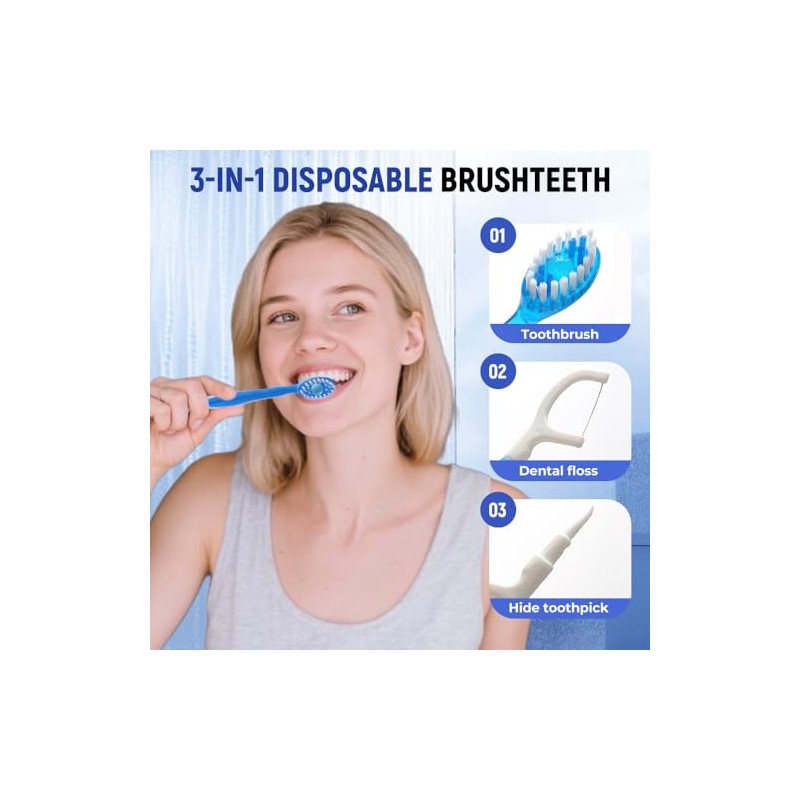 Cepillos de dientes desechables con pasta incluida, 26 Unidades Set