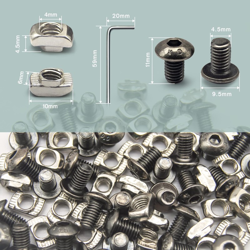 150 Sets Screw Nut Set, 2020 Series Tapered Bracket Connector,