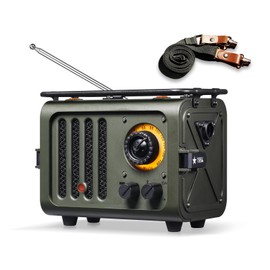 Muzen Wild Radiooo Portable Bluetooth Speaker, FM Radio Speaker with Portable Shoulder Strap, Vintage Rugged Wireless Speaker, Metal Outer Case, Loud Stereo Sound, for Home Outdoor Travel Camping