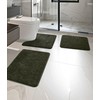YIHOUSE Bathroom Rug Set 3 Piece, Memory Foam Green Bath