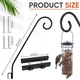 Blosssound 4 Pack Fence Deck Hook 16.5 Inches Balcony Railing Plant Hanger Heavy Duty Deck Hook for Bird Feeder Planters Baskets Lanterns Wind Chimes