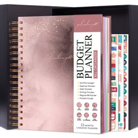 PLANBERRY Large Budget Planner & Monthly Bill Organizer with Pockets – Budgeting Book, Finance & Expense Tracker, 8.3x9.4″ (Rose Gold)