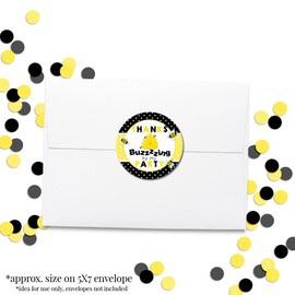 Bumble Bee Birthday Party Thank You Sticker Labels, 40 2" Party Circle Stickers by AmandaCreation, Great for Party Favors, Envelope Seals & Goodie Bags