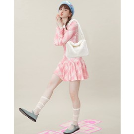 KALIDI Fluffy Bag with Zip, Plush Shoulder Bag, Fuzzy Underarm Bag, Handbag, Cute Purse faux fur Clutch, White