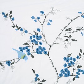 SUPERIOR Cherry Garden 100% Cotton 3Pc Duvet Set - King/California King - Blue