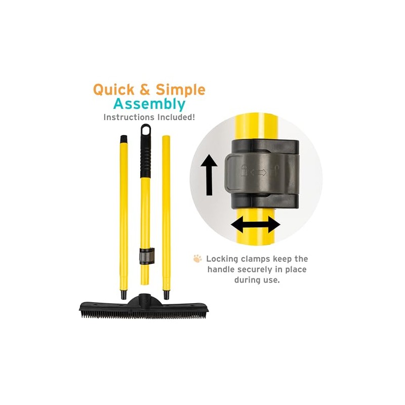 FURemover Pet Hair Removal Rubber Broom, 61" Telescopic Handle