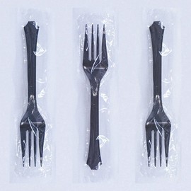 Plastic fork take-out fork plastic packaging black 100 * 2 disposable forks individual packaging / 플라스틱포크 테이크아웃 포크 비닐포장 블랙 100 * 2개 일회용포크 개별포장