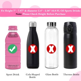 Linkidea Sports Drinks Sleeve Compatible with 16.9 Fl Oz PRIME Hydration, BODYARMOR, Gatorade Fit, Velvet Neoprene Sports Drinking Water Cover with Zipper Pull Lockable, Pink