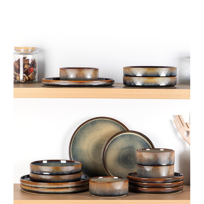 theterra Dinner Plates Set of 6, 10.25 Inch Ceramic Dinner