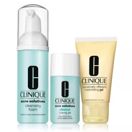 Clinique Acne 3 pcs Kit: Acne Solutions Clearing Gel, Cleansing Foam, Gel NIB