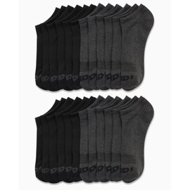 AND1 Men's Socks - Athletic Cushion Low Cut Socks (24 Pack), Size 6-12.5, Black/Grey