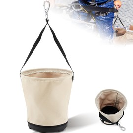 SilTriangle Heavy Duty Tool Canvas Bucket 12 x 12 x 9 Inches Tapered Wall Bucket Bag, Thickened 14 Ounce Canvas Material, Plastic Bottom High Weight Load, Load Capacity up to 100 Lbs