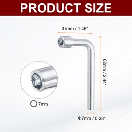 HARFINGTON 3pcs l Shaped Angled Open Hex Socket Wrench 7mm Metric Carbon Steel Single Ended 6 Point Socket Spanner for General Repairing Pipeline Bicycle Car Maintenance DIY Hand-making