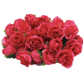 (Mikishin) 50 Pcs Artificial Roses 3cm Bouquet Rose Rose Wedding Decoration (Dark Pink)