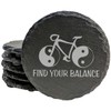 Bicycle & Yin Yang Coasters: Rustic Slate, "Find Your Balance"