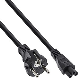 InLine 16656O Power Cable for Notebook, 3-Pin Coupling, Black, 0.5 m