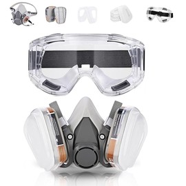 6200 Respirador reutilizable con anteojos de seguridad y filtros para adecuada para pintura, pulverización, amolado (Girs)