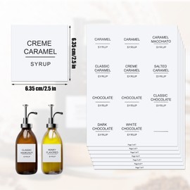 AIEX Coffee Syrup Labels, 84pcs Waterproof White Minimalist Coffee Syrup Labels Stickers for Bottles Coffee Bar Containers Dispenser Organization (B29043)