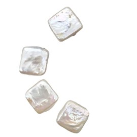 PremiumBead Beautiful White Square Coin Freshwater Pearls | 11x11x4mm | 4 Pearls |