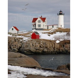 PHOTOSBYJON Nubble Light Cape Neddick Lighthouse Color Choose from Five Sizes Maine Photographic Print Photo Picture Poster Standard Frame Size