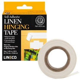 Lineco Self-Adhesive Linen Hinging Tape, 1.25 Inch x 35 Feet, Neutral pH Acrylic Adhesive, Acid-Free, Hinging Artwork, White