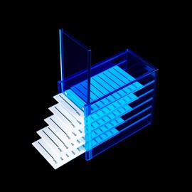 OLACHIKKO Lash Storage Organizer, Upgrade Design Small 5-Layer Lash Trays for Lash Extensions with magnet cover, Blue Semilucent lash tray Organizer, Eyelash Storage Box