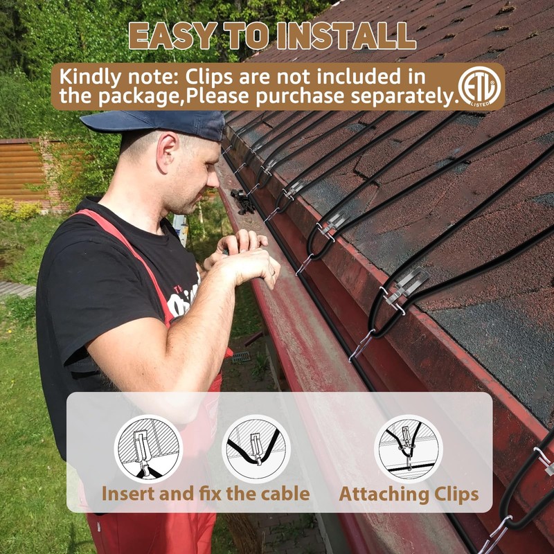 HEATIT JHSF1 Self Regulating Pre-Assembled Heating Cable 6-feet 120V Roof