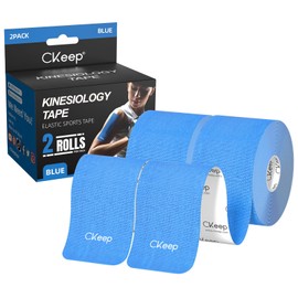 CKeep Uncut Kinesiology Tape(2 Rolls), Original Cotton Elastic Premium Athletic Tape,Latex Free Hypoallergenic, 2inch x 16ft, Light Blue