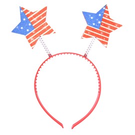 Needzo Patriotic Star Flag Bopper Headbands, Glitter 4th of July Hair Accessories, Party and Photo Booth Props, One Size Fits Most (Pack of 10)
