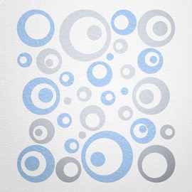 WANDfee® Wall Tattoo, Circles, Dots, 50 Stickers, Colour Choice For Children's Bedroom, Living Room, Hallway, Bathroom, Kitchen, Tile Stickers, silver