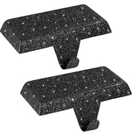 OCTERIC 2 Pack Shiny Glitter Christmas Stocking Holders Mantel Hook Hangers Fireplace Hooks Hanger Grip Bases for Christmas Party Decorations Xmas Decor (Black)