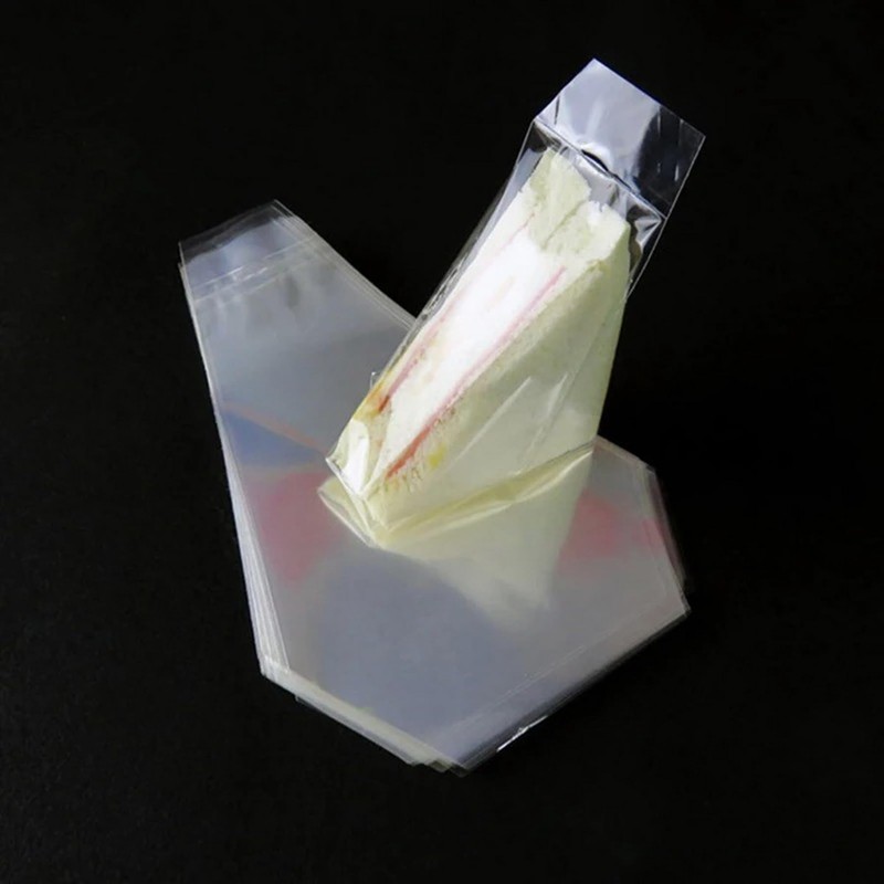 Triangular Bakery Packaging for Easy Tear Plastic Sandwich Bags (Clear)